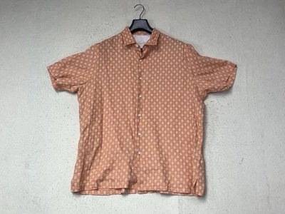 Camisa Tasso Elba Hombre Talla XL Naranja 100% LINO Manga Corta Abotonada  Foto 1 de 4