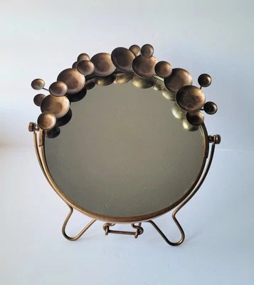 Vintage Mcm Look Curtis Jere STYLE Rare Brass Tabletop Mirror Anthropologie - Image 1 of 4