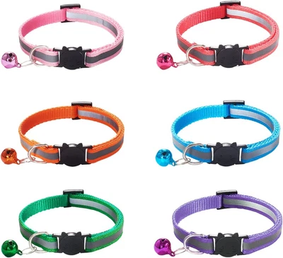 6 Pcs Collare Gatto Riflettente, Antistrozzo Regolabile e Personalizzato.  - Immagine 1 di 4