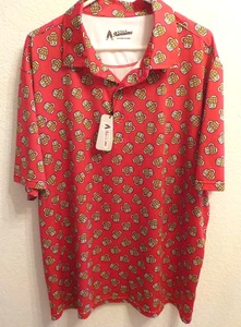 Herren XXL Royal & Awesome Cheers rot Performance Golf Polo Top, Neu mit Etikett, Bierkrüge - Bild 1 von 7