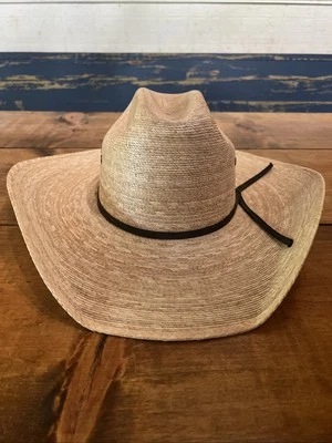 Atwood Hereford Vintage Cowboy Hat Low Crown, Size 6 7/8 Palm/leather Mexico - Image 1 of 4