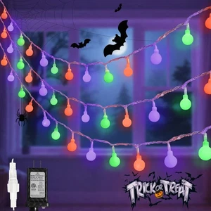Luces de Halloween conectables naranja púrpura y verde exterior interior - 43 pies 10... - Imagen 1 de 6