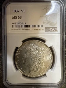 1887 Morgan Silver Dollar NGC MS-63 - Picture 1 of 2