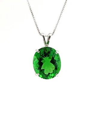 Collar colgante de meteorito moldavita verde natural con cadena de caja de plata de ley Foto 1 de 2