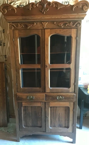 Antique China Cabinet over 100 years old in good shape. All hardware original Cover