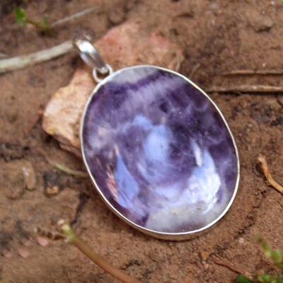 Ciondolo grande pietra preziosa ametista originale gioiello in argento sterli... - Immagine 1 di 4