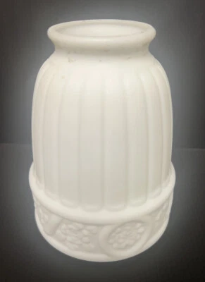 ONE Antique Milk Glass Lamp Shade 2.25 fitter floral edge Embossed Victorian - Image 1 of 4