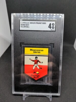 C, 1970 B.A.B. Escudos Lados Rectos Bola Amarilla George Best SGC 4 MUY RARO Foto 1 de 2