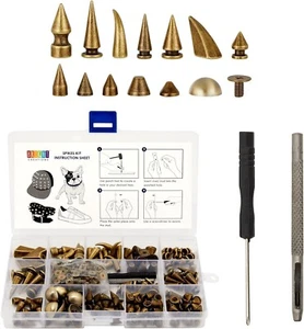 150 Pcs Assorted Punk Rock Rivet Studs Spikes Kit for Leather Garment Clothing - Picture 1 of 8