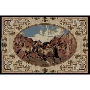 5x8 (5'3" x 7'3") Western Horse Southwestern Lodge Cabin Area Rug FREE SHIPPING - Picture 1 of 2