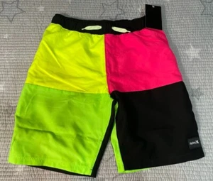 Boy's Hurley Color Blocked Pull On Swim Trunks Multi-color Size M (10-12)- NEW - Picture 1 of 9