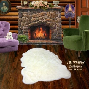  Shaggy Schaffell Vorleger, weiß Shag Bordüre Schaf, Fellteppich, Pelzakzente USA - Bild 1 von 1