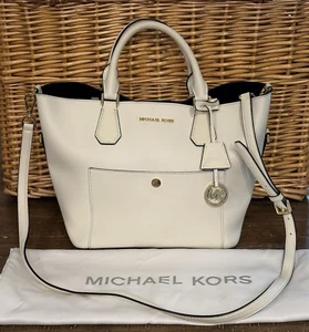 MICHAEL KORS Leather Bag Saffiano Optic White Crossbody Strap w/Dust Cover - Picture 1 of 18