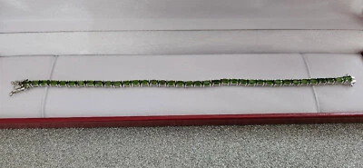 "Pulsera de tenis cromada diopsido en platino sobre plata esterlina 7,5" Foto 1 de 4