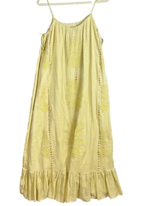 Zara Maxikleid XS bestickt gelb Boho Bauernfest locker fließend Sommer - Bild 1 von 7
