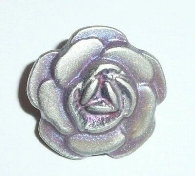 Pretty Hand Painted Metal Rose Flower Shank Button Purple w/ Pink Middle - 5/8" - Image 1 of 4