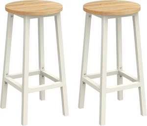 VASAGLE Bar Stools Set of 2 Kitchen Chairs Metal Beige Footrest Easy Assembly - Picture 1 of 6