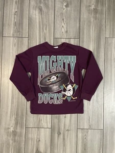 Vintage Mighty Ducks Thermal Shirt Youth Size m&10 Purple Long Sleeve 1993 VTG - Picture 1 of 7