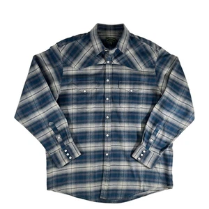 CC FILSON kariertes Flanellhemd Baumwolle blau grau Western Style Pearl Snap Herren XL - Bild 1 von 6