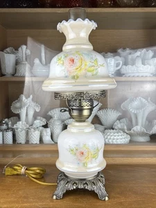 Hurricane Lamp Floral Print 19 Inches Tall - Picture 1 of 6