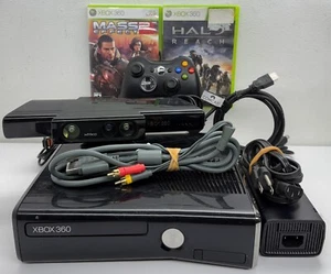 Microsoft XBOX 360 Slim S Console 1439 Black Controller Games NYKO ZOOM READ - Picture 1 of 24