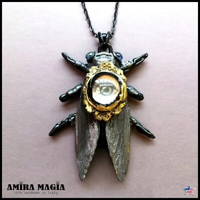 Talisman Protection Amulet Pendant Magic Evil Eye Fly Jewelry Insect Jewellery - Image 1 of 4