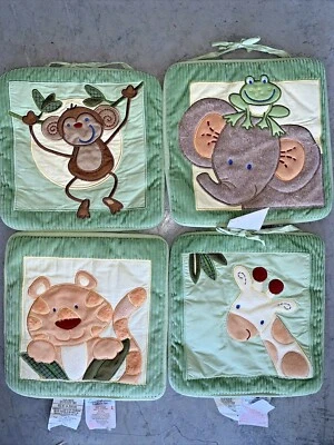 Nojo Safari Jungle Quilt CRIB SKIRT Monkey Elephant Tiger ++ 4 Crib Art ❤️sj10m1 - Image 1 of 4