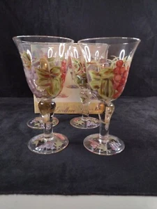 Hand Painted 16 Oz Wine Goblet Set Of 4 Noble Excellence Meritage - Picture 1 of 9
