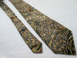 VINTAGE GREEN BLACL ORANGE 3.75 INCH SILK tie NECK TIE by MAN LEE - Picture 1 of 5