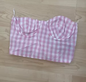 Zara Barbie Mattel Bustier Pink White Gingham BNWT Size 70B/32B - Picture 1 of 7