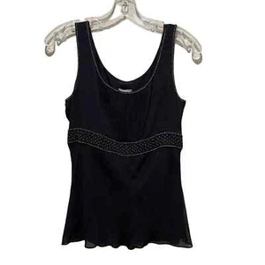 Ann Taylor Silk Beaded Detail Sleeveless Camisole Tank Top Black Size 2 - Picture 1 of 9