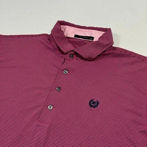 Greyson Polo Golf Shirt Performance Striped Wolf Short Sleeve Pink Blue Men's XL - Picture 1 of 11