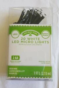 NIP 20 White LED Micro Christmas Lights 7 ft long string Battery Powered - Picture 1 of 3