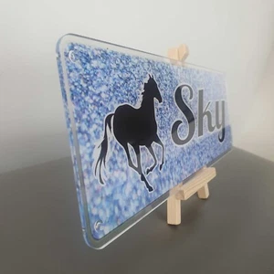 Blue and black personalised Horse Name Plaque sign nameplate pony name stalls - Picture 1 of 10