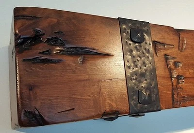 Abrigo de chimenea manto flotante madera flotante recuperada viga hogar poste lazo Foto 1 de 4