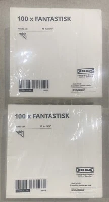 200 IKEA 2ply Paper Napkins/Serviettes White Party  40x40cm FANTASTISK - Image 1 of 4