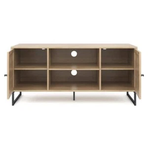 Nathan James TV Stand 47 in W Composite W/ 6-Shelves + Storage Doors Oak/Black - Picture 1 of 1