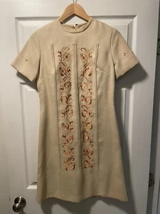 Vintage 1960’s Flocked Dress Size S/M Lightly Worn - Picture 1 of 6