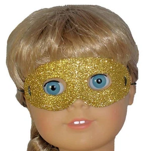 Máscara de Halloween/Mardi Gras/Carnaval de brillo dorado se adapta a muñecas de niño Logan de 18 pulgadas AG y Logan - Imagen 1 de 2