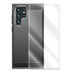 Protection écran anti-grève + coque fibre de carbone pour Samsung S22 Ultra SM-S908U US - Photo 1 sur 1