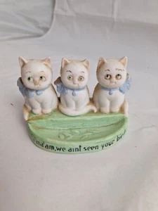 Antque Bisque Three Kitty Ring Tray Ma'am We Ain't Seen Your Bird 1900s - Picture 1 of 8