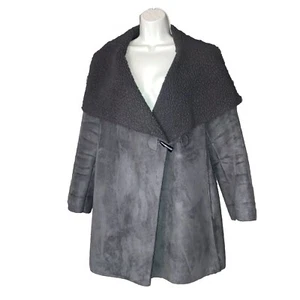 Inc International Concepts Faux Grey Suede Oversized Collar Toggle Coat Jacket L - Bild 1 von 10