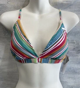 ROXY 'Mexi Stripe' Fix Triangle Bikini Top, XL - Bright White Mexi Stripe - Picture 1 of 11