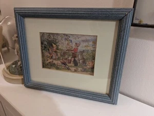 Elves and animals. Margaret Tarrant framed art picture. Pixies/Woodland. - Picture 1 of 9