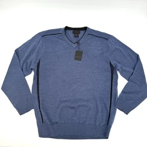 Vintage Y2K TAGIO Sweater Men’s XL Blue / Black Wool Acrylic Blend V-Neck Retro - Picture 1 of 8