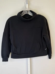 Freely Women’s Black Cowl Neck Pullover Sweatshirt L Long Sleeve Activewear - Picture 1 of 9