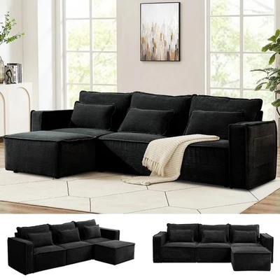 Juego de sofá seccional modular en forma de L sofá de pana para sala de estar con chaise Foto 1 de 4