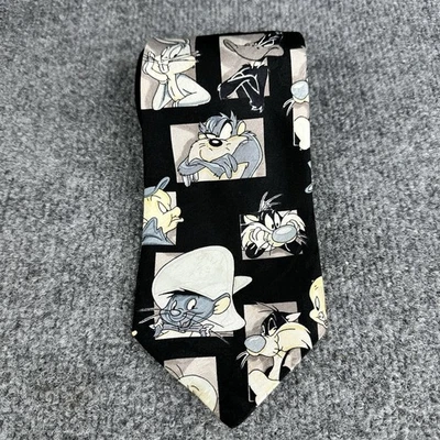 Vintage 1994 Looney Tunes Plaid Tie Speedy Gonzales Silvestre Warner Bros 56X4” - Image 1 of 4