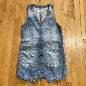 We The Free Free People Kleid blau Denim Jeans mittlere Taschen hinten verstellbar - Bild 1 von 17