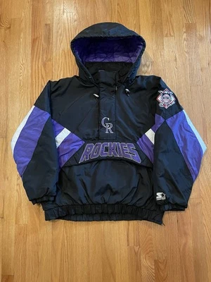 Jaqueta Pulôver Vintage Colorado Rockies Starter 1/4 Zíper Tamanho Grande MLB - Imagem 1 de 4